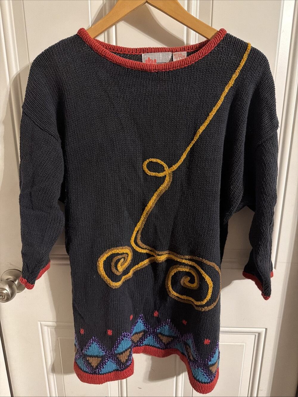 JBJ Sportswear Womens L Knit Pull Over Sweater Multi Color Heavy